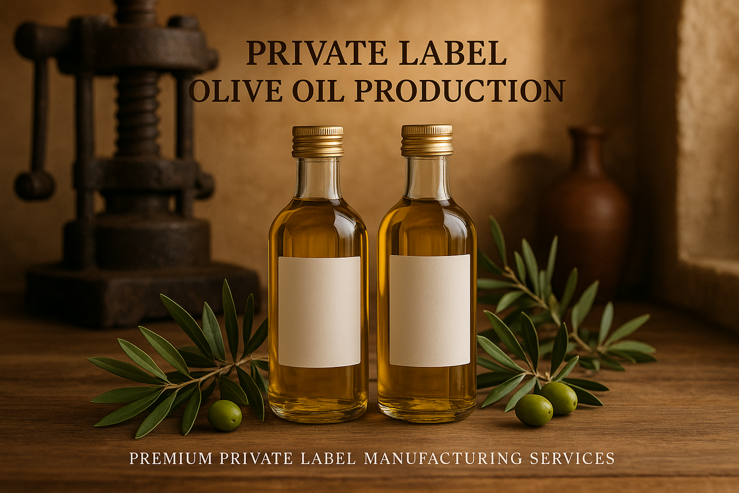 create image for promote private label olive oil production