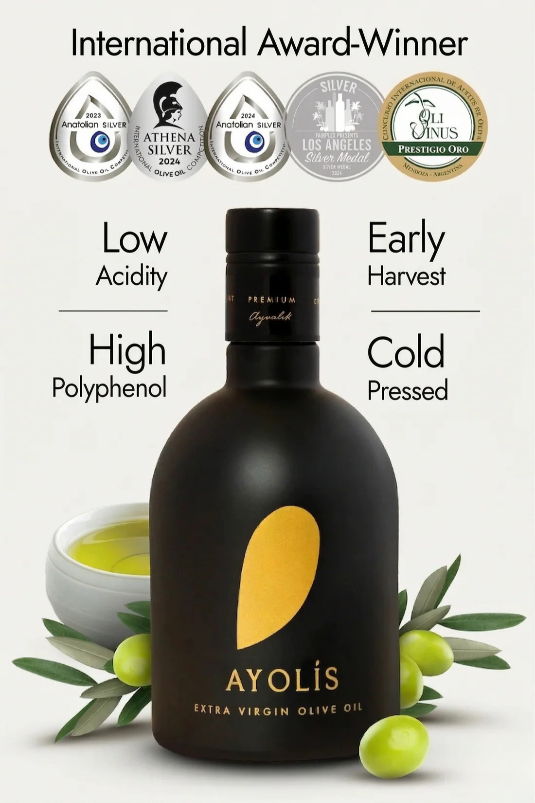 Ayolis Premium Gourmet Early Harvest Extra Virgin Olive Oil, 500ml – High Polyphenol, Cold Extracted, Ayvalık/Edremit