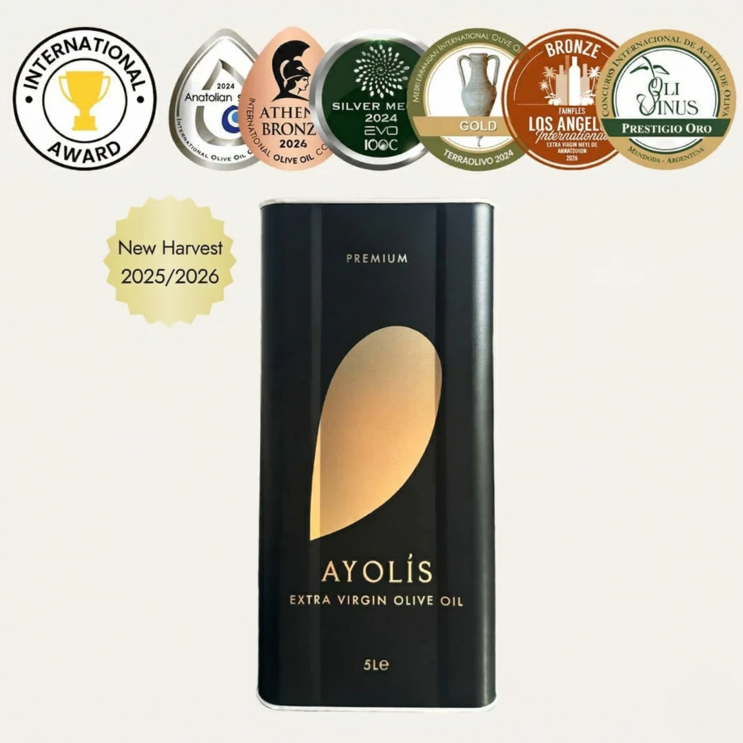 Ayolis Premium Gourmet Trilye Extra Virgin Olive Oil, 5L – Early Harvest, Cold Pressed