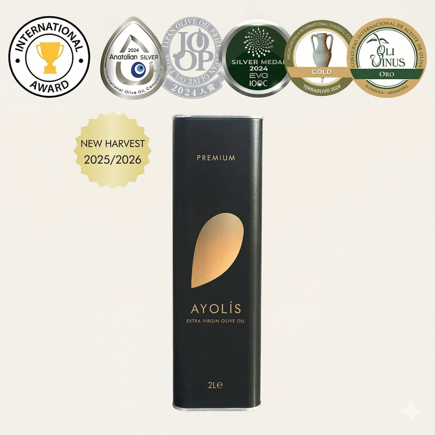 Ayolis Premium Gourmet Domat Extra Virgin Olive Oil, 2L – Early Harvest, Cold Pressed