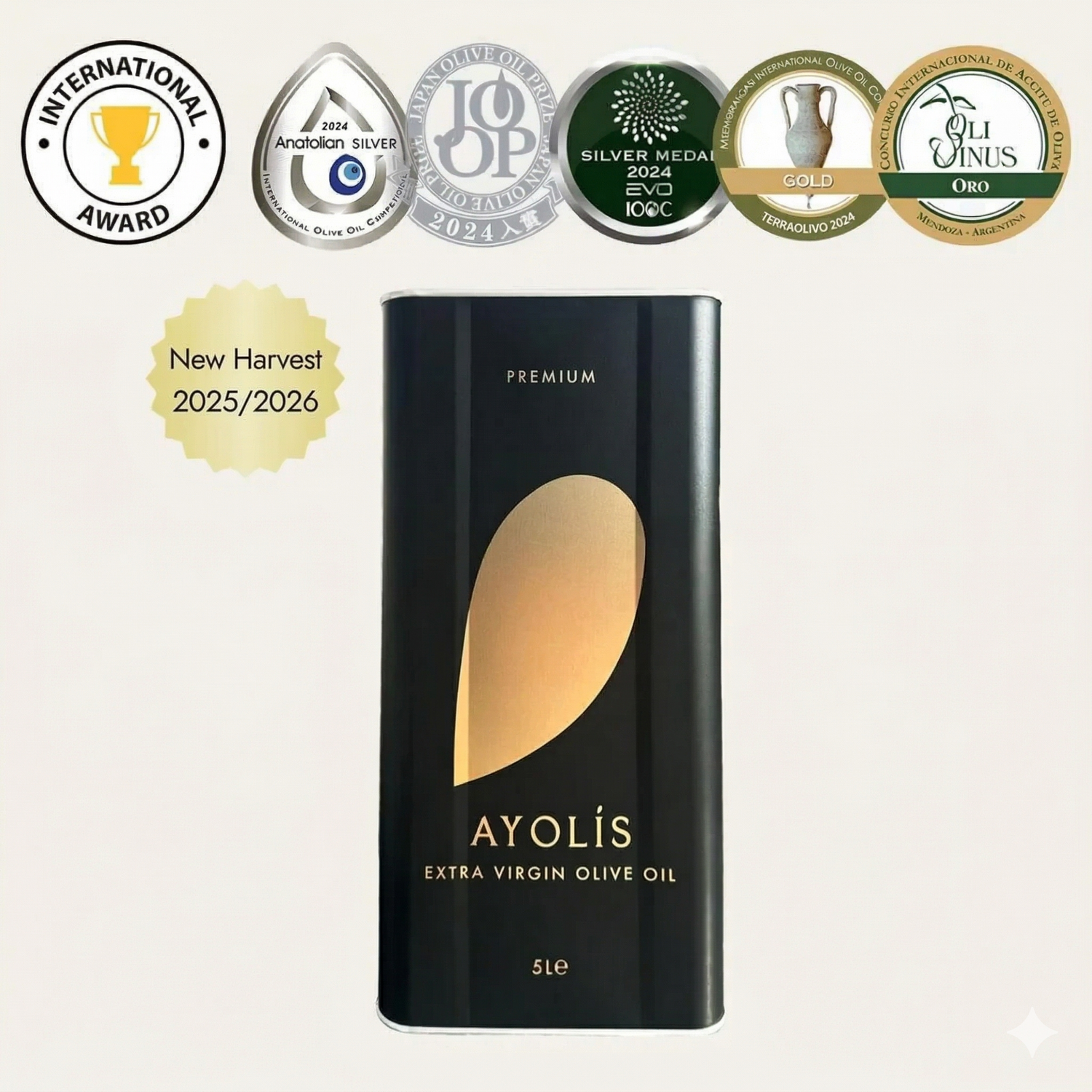 Ayolis Premium Gourmet Domat Extra Virgin Olive Oil, 5L – Early Harvest, Cold Pressed
