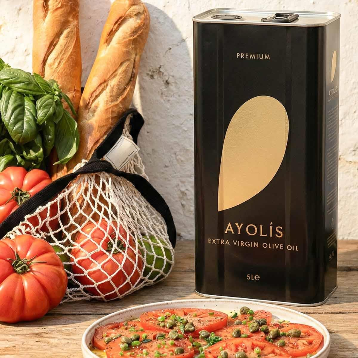 Ayolis Premium Gourmet Domat Extra Virgin Olive Oil, 5L – Early Harvest, Cold Pressed