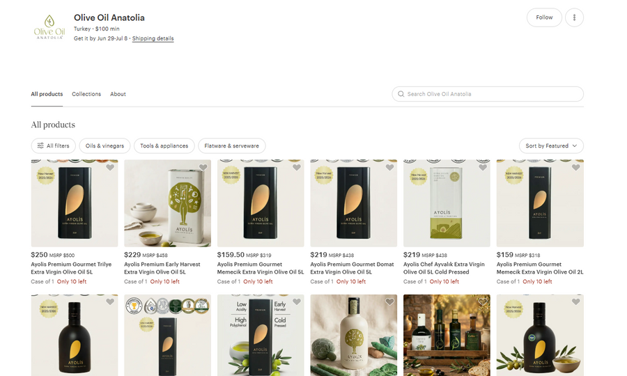 Olive Oil Anatolia on Faire