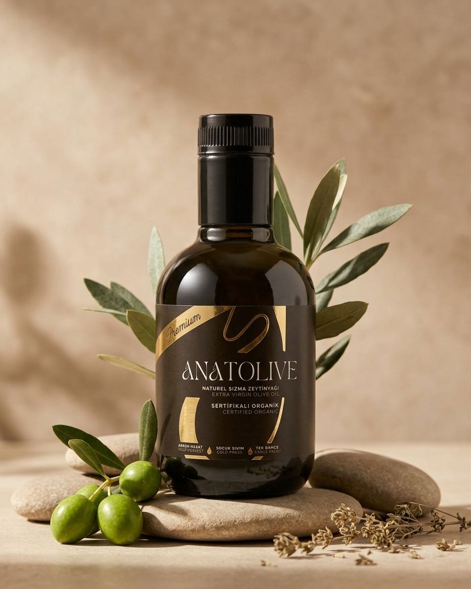 Anatolive Organic Premium Extra Virgin Olive Oil – Multivarietal Blend, 250 ml Glass Bottle