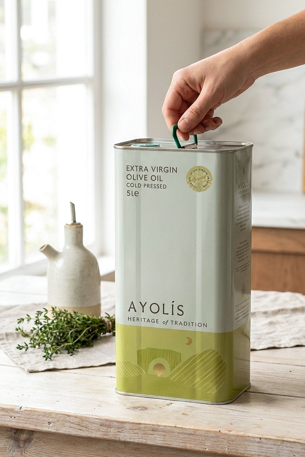 Ayolis Premium Chef Ayvalık Extra Virgin Olive Oil, 5L – Cold Pressed